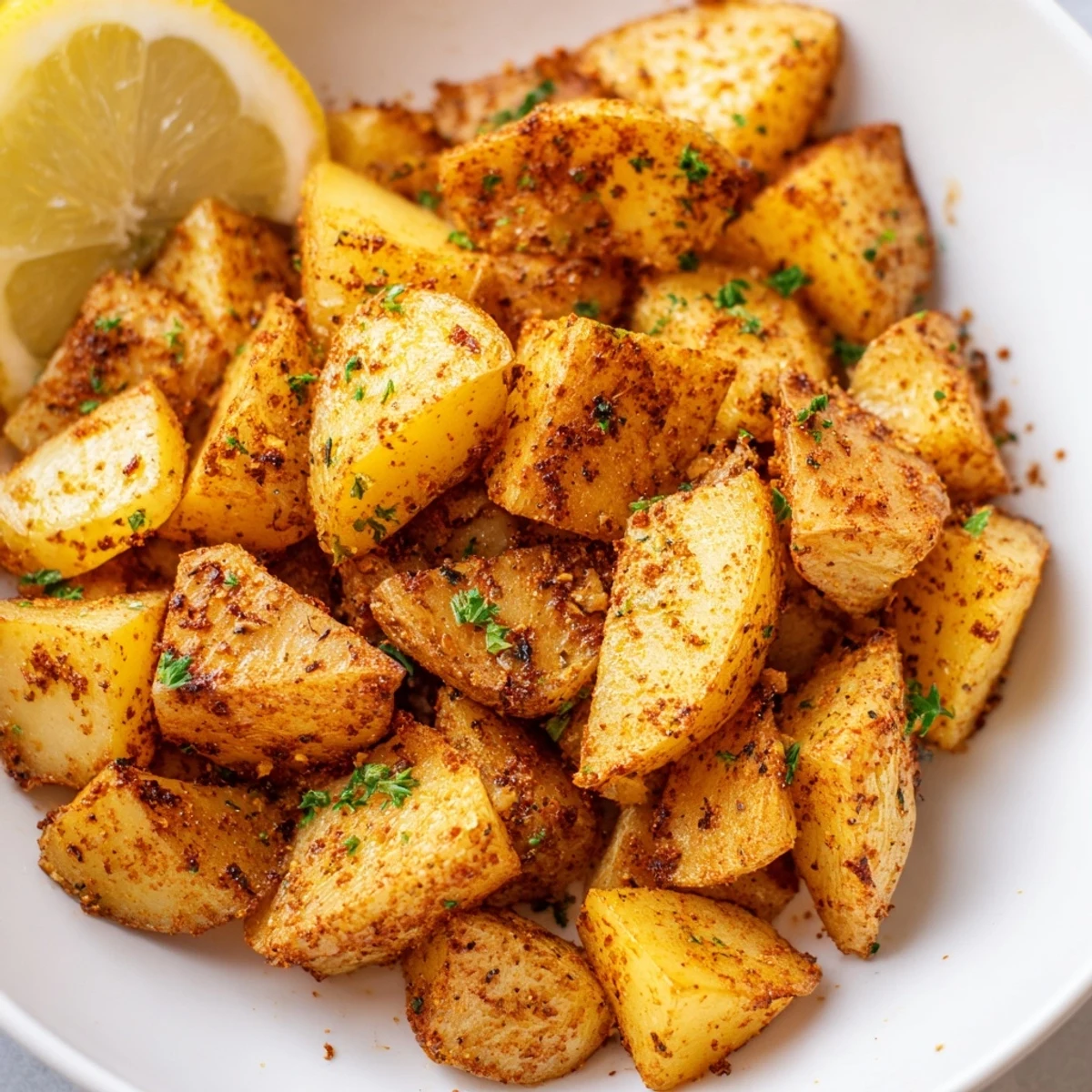 Freshly roasted Cajun Spiced Roasted Potatoes seasoned with smoked paprika and cayenne, served hot from the oven on a baking sheet.