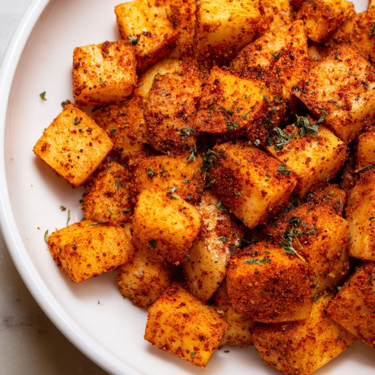 Zesty Cajun Spiced Roasted Potatoes on a baking sheet with parchment paper for easy serving.