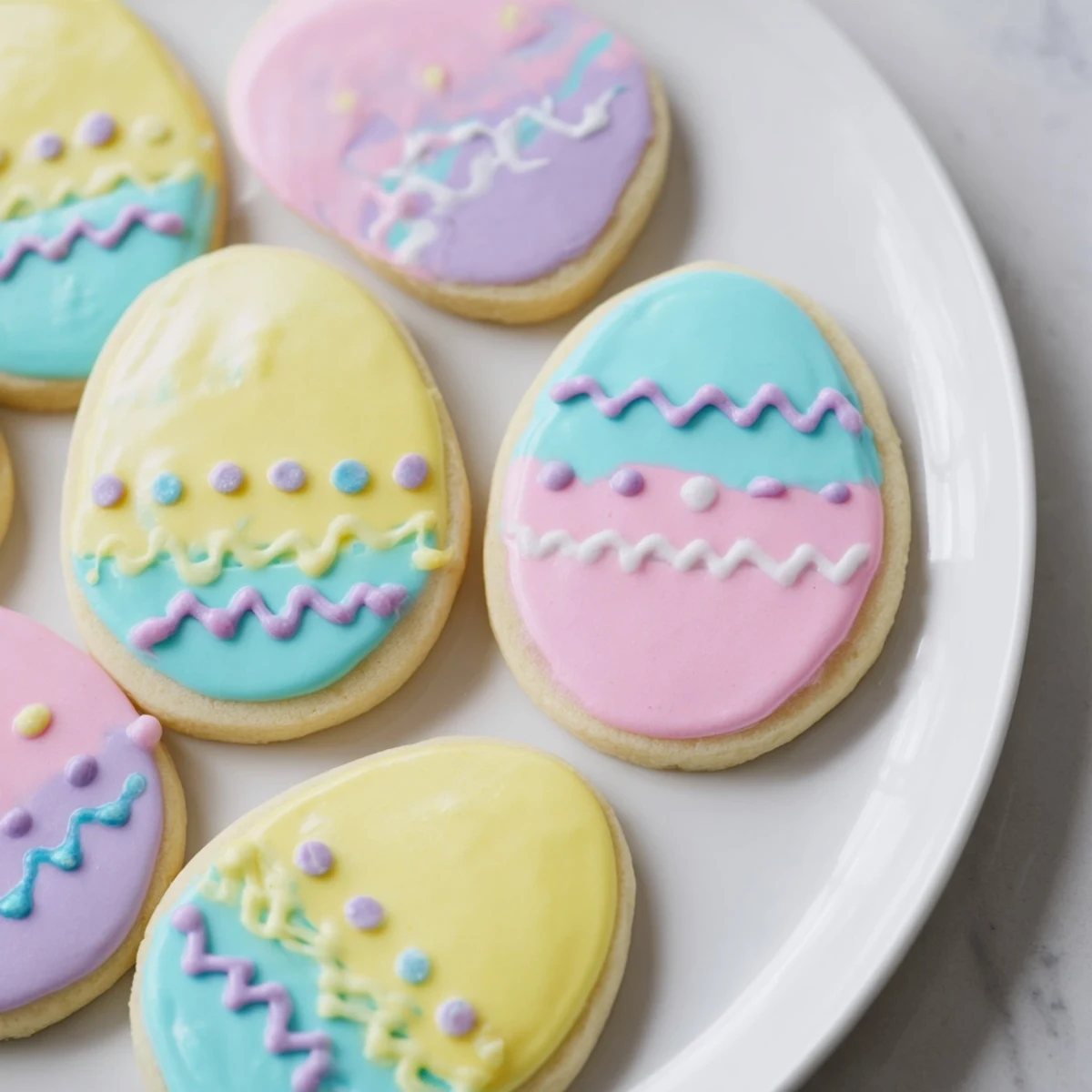 Vibrant Easter Egg Sugar Cookies are beautifully decorated with pastel royal icing, perfect for spring celebrations and family baking.