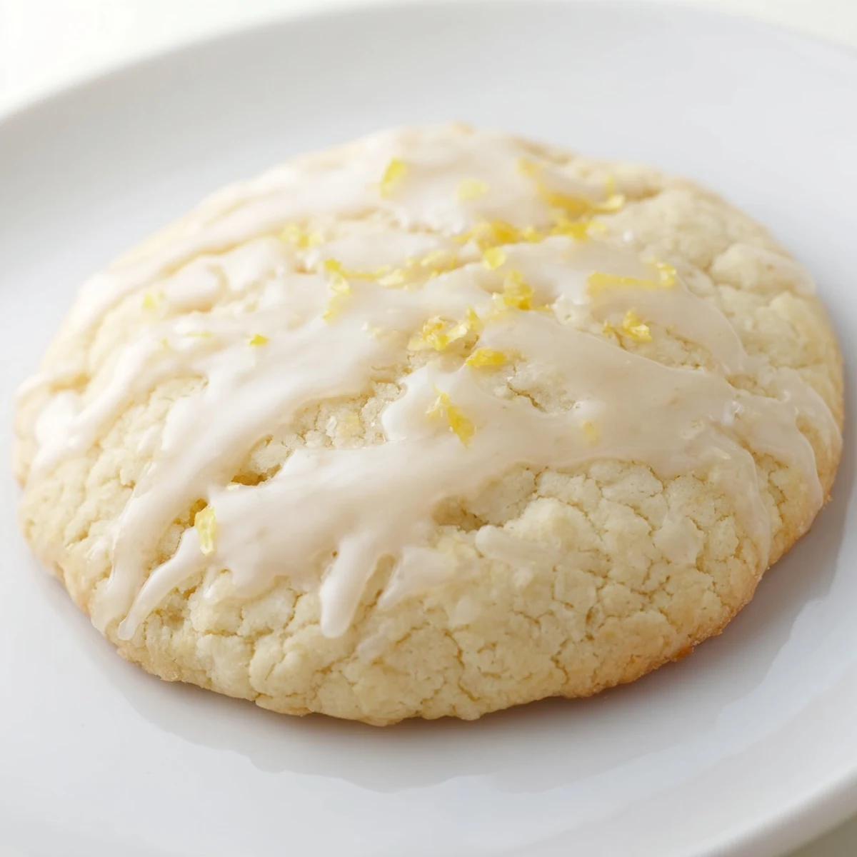 Baked Lemon Ricotta Cookies arranged on a white plate with lemon slices for a fresh, citrusy serving suggestion.