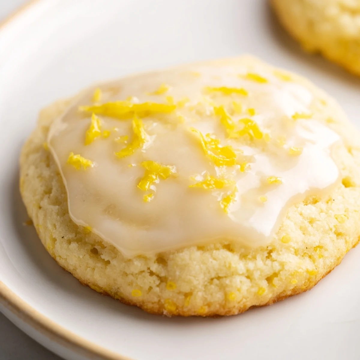Freshly glazed Lemon Ricotta Cookies with a soft, cake-like crumb and bright lemon zest, ready to serve.