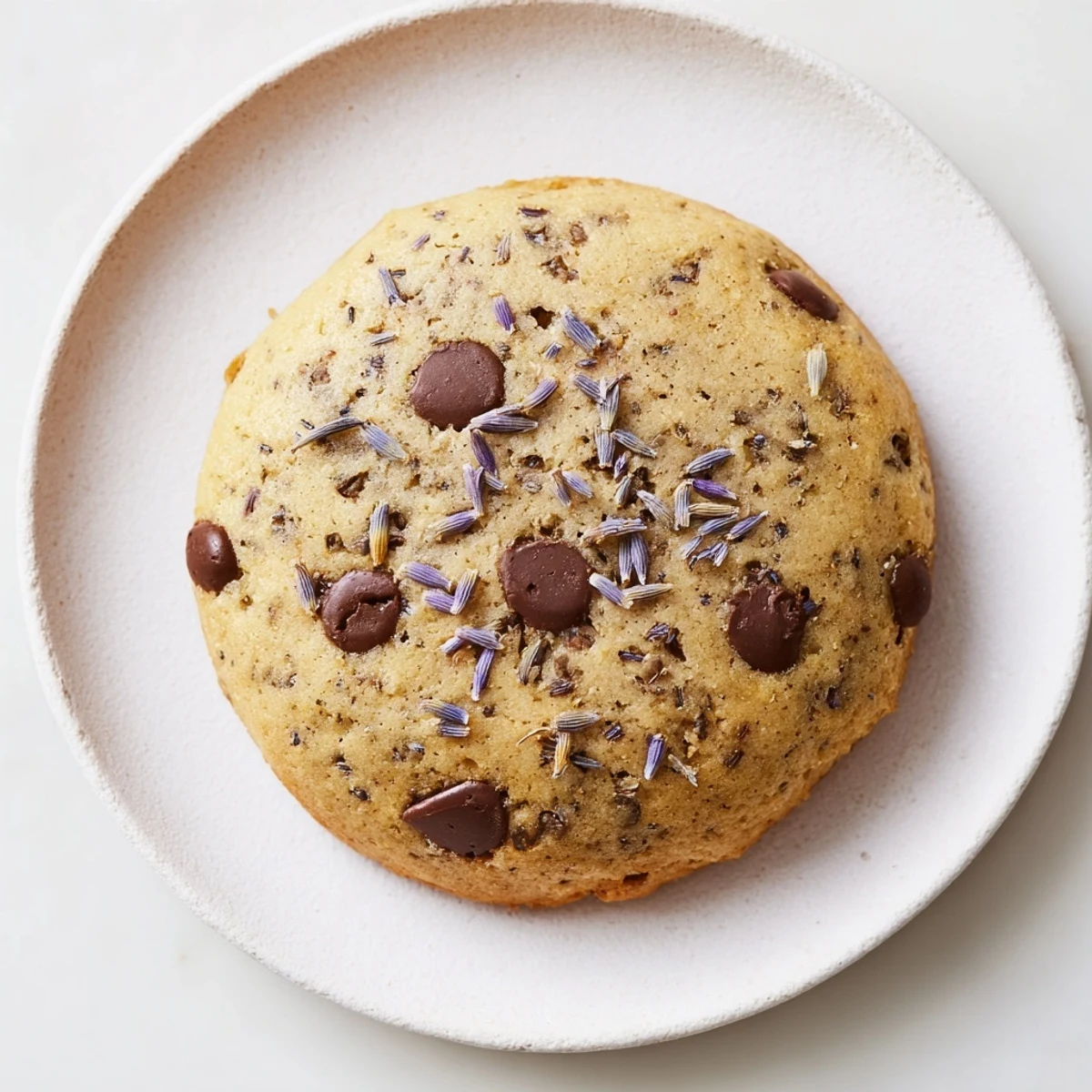 Enjoy these Lavender Chocolate Chip Cookies with a glass of milk, dusted with powdered sugar for a sweet finish.