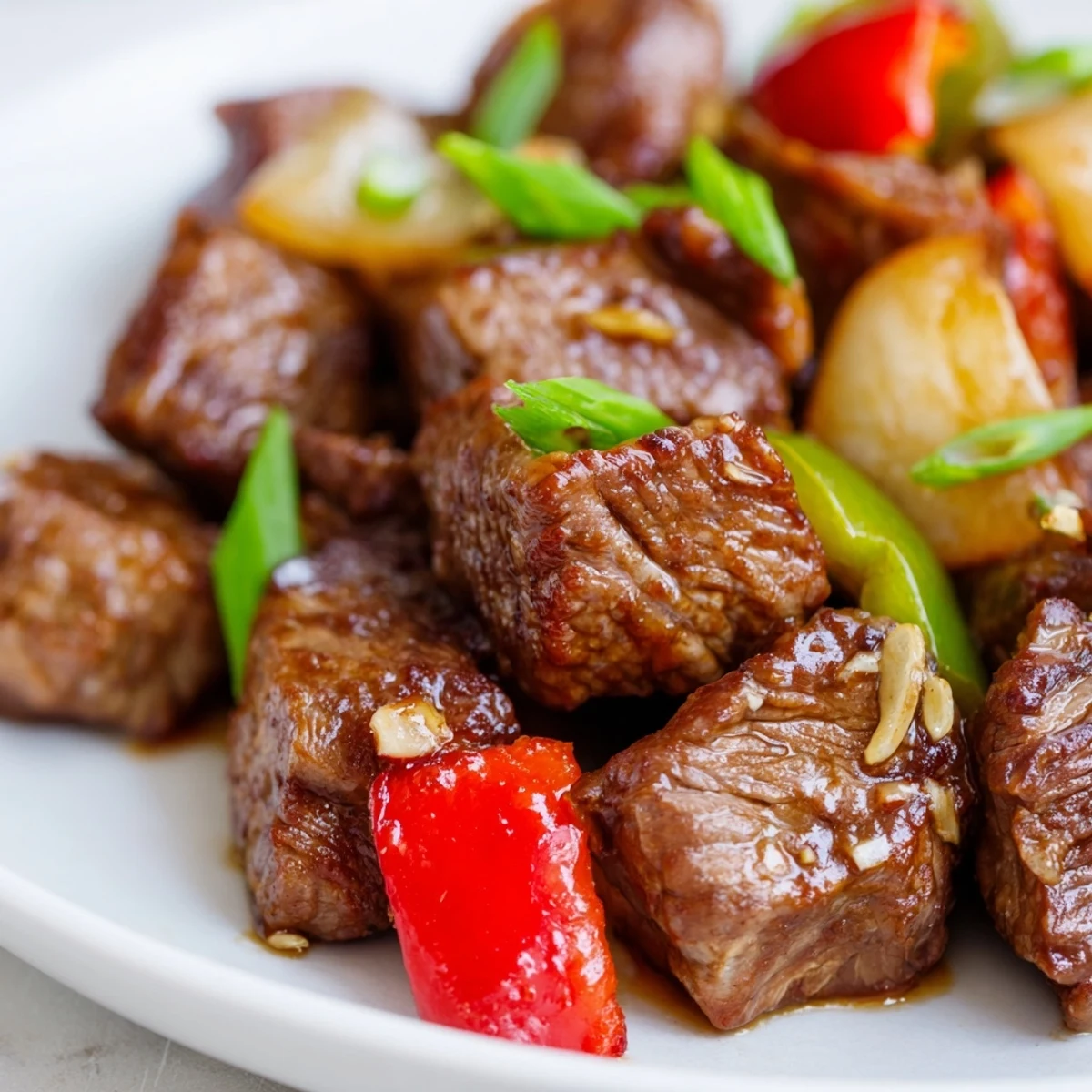 Vietnamese Shaking Beef served over steamed jasmine rice with watercress, tomatoes, and tangy lime dipping sauce.