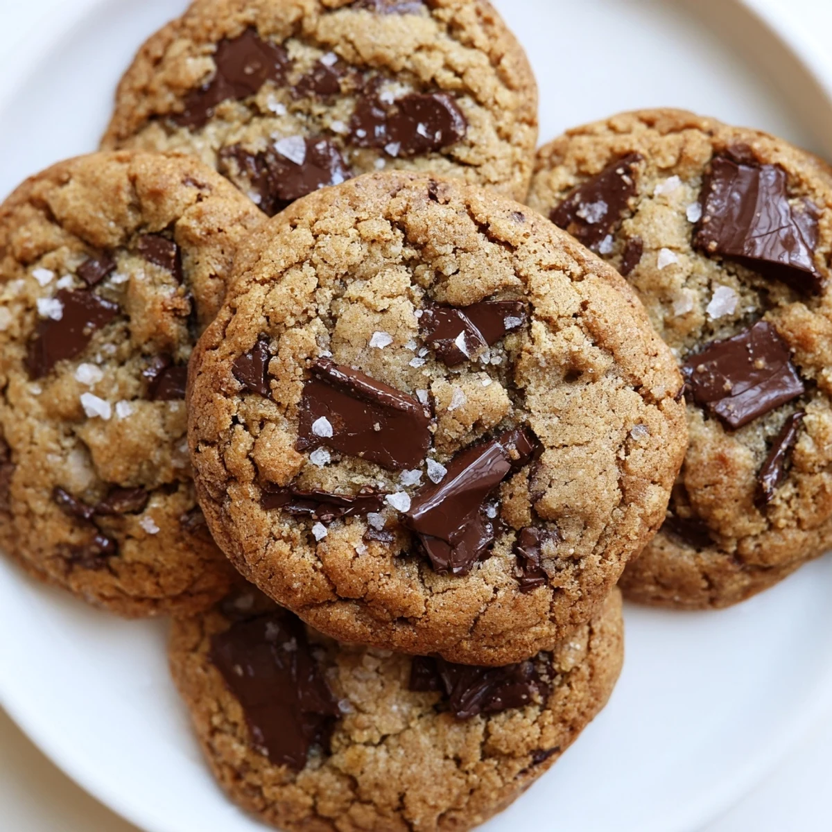 Freshly baked Miso Chocolate Chip Cookies with golden edges and gooey chocolate pooling on a cooling rack.