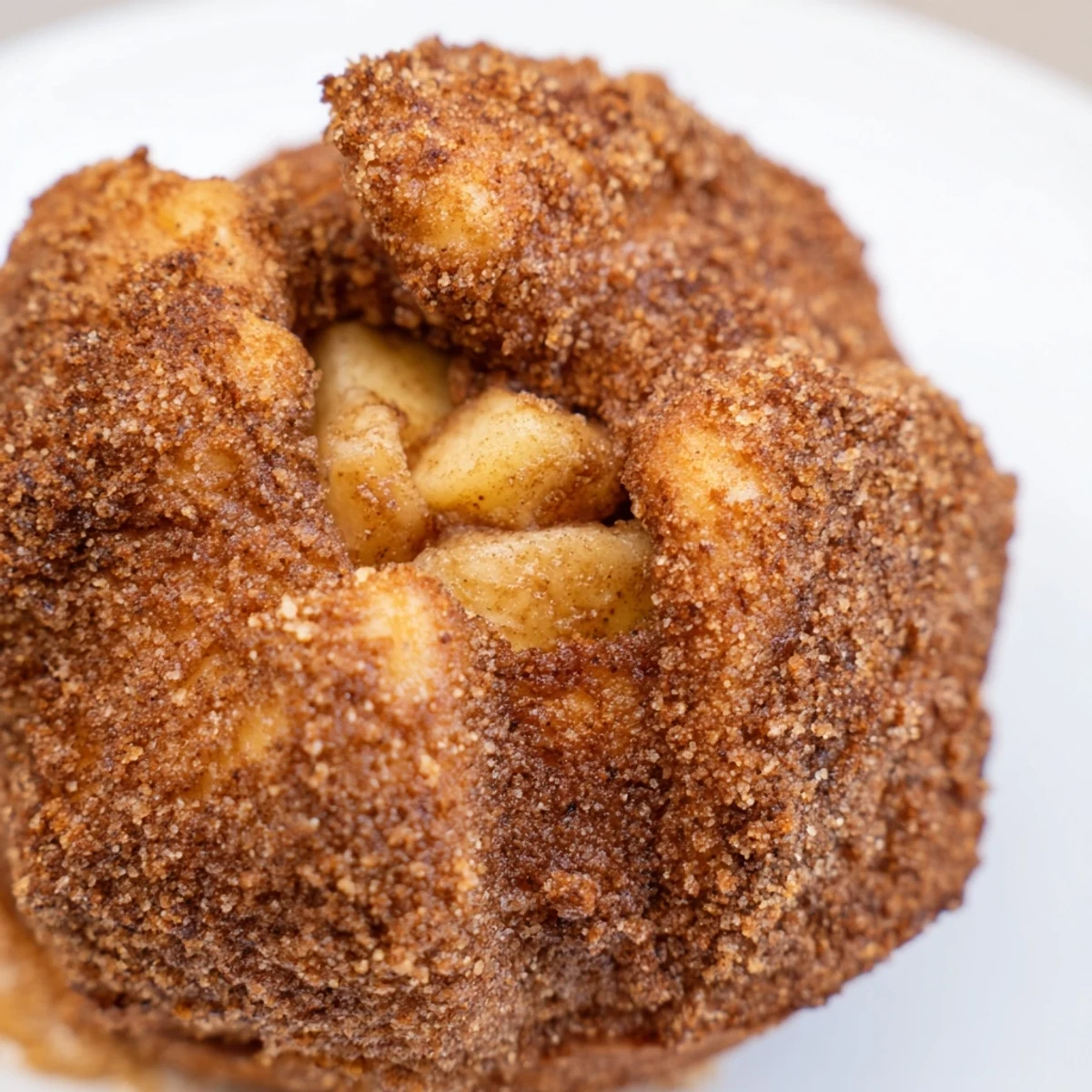 Golden caramel apple pie bombs with cinnamon sugar coating on a baking sheet