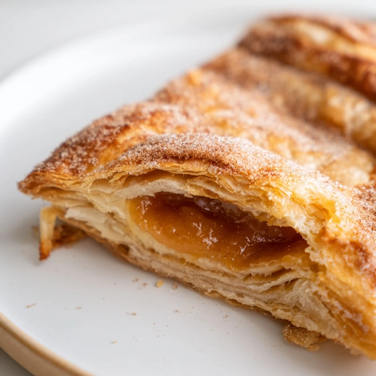 Homemade dulce de leche pastries sprinkled with cinnamon sugar on a white plate
