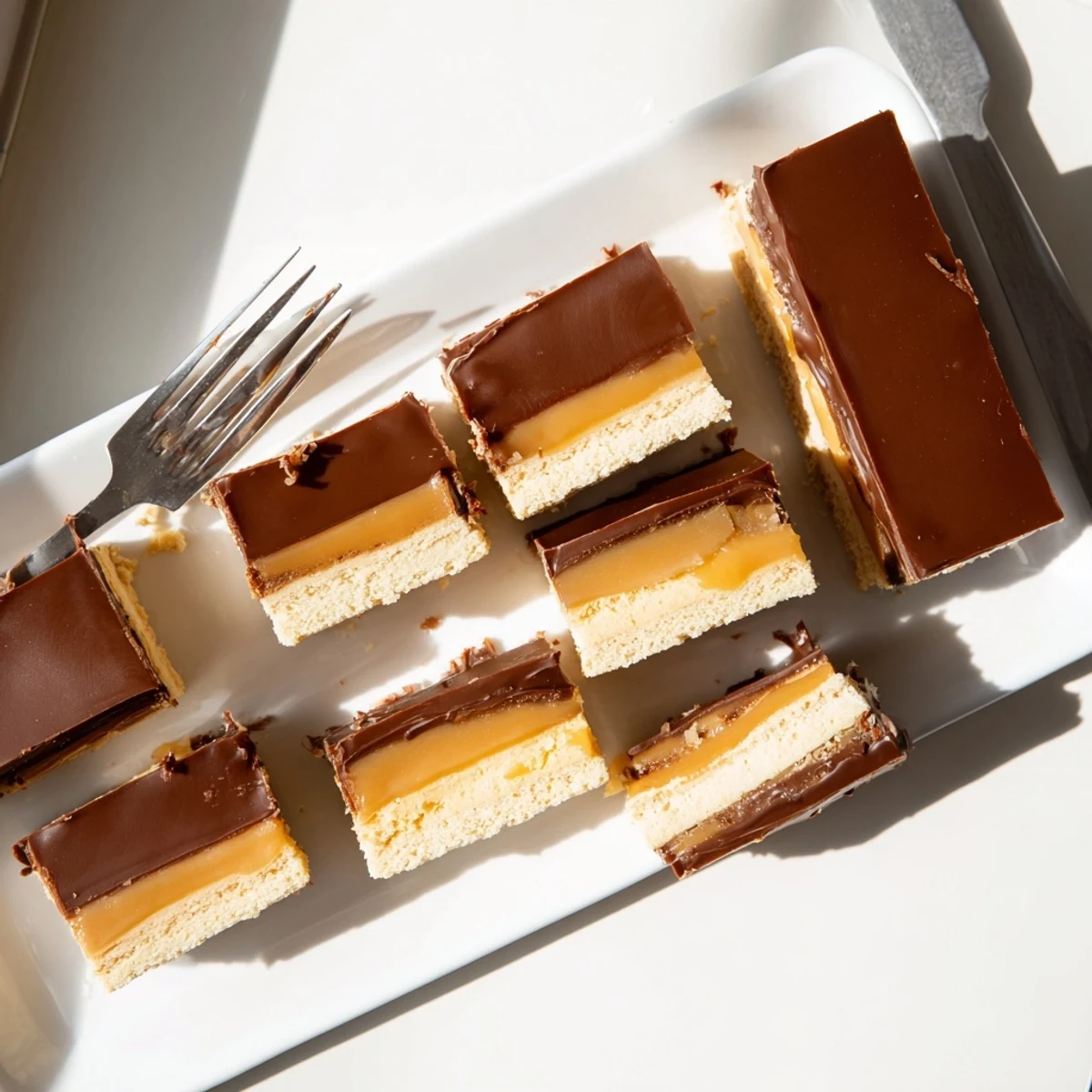 Golden Twix candy bar copy layered with buttery shortbread creamy caramel and smooth milk chocolate topping