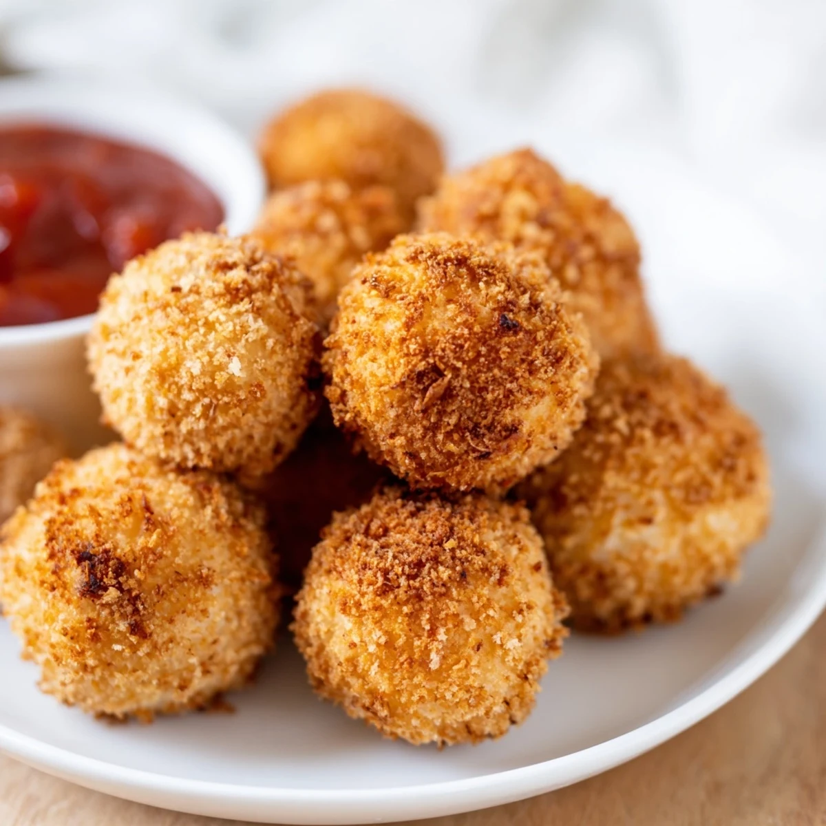 Hot mozzarella cheese balls fresh from the fryer, golden and crunchy with soft cheese inside