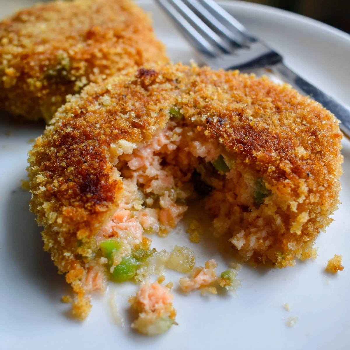 Savory Southern salmon croquettes with crunchy exterior served alongside lemon wedges and tartar sauce