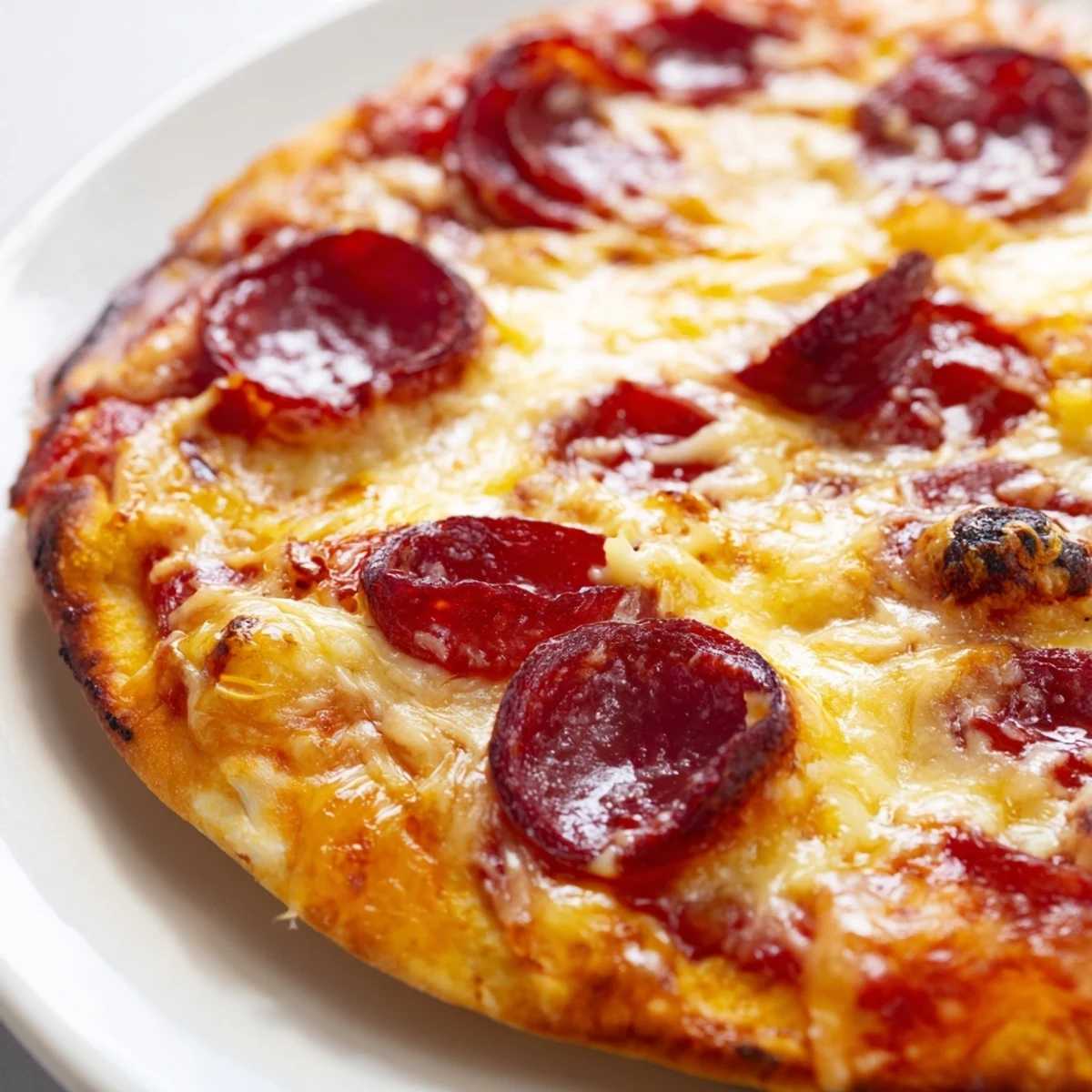 Slices of authentic pan pizza showcasing the perfect crunch of buttery crust topped with red sauce and cheese