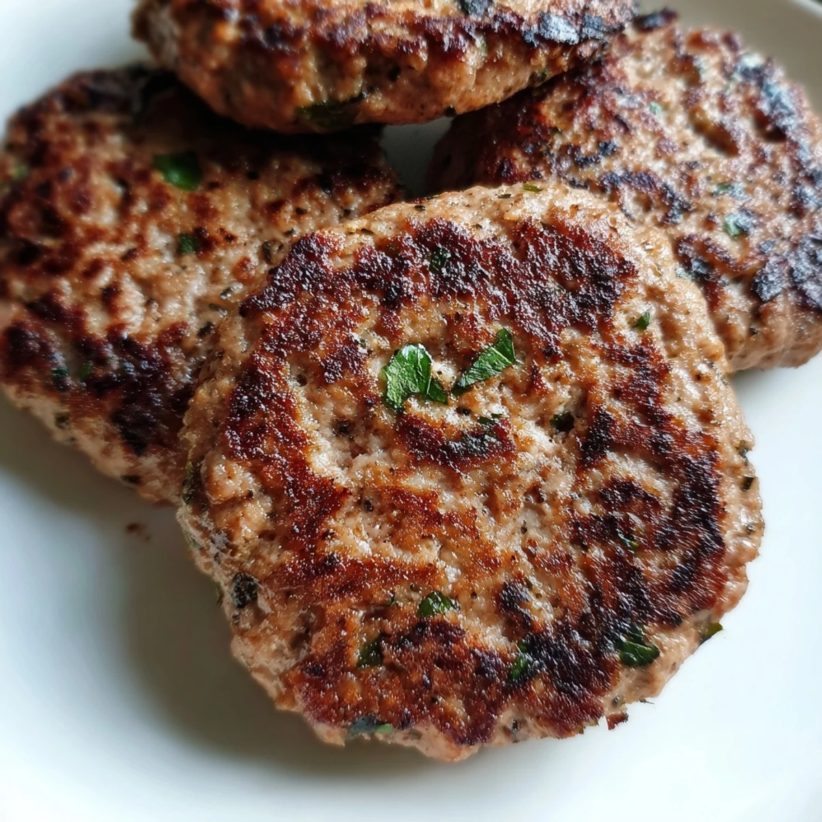 Seasoned ground turkey sausage crumbled over a warm breakfast plate with eggs
