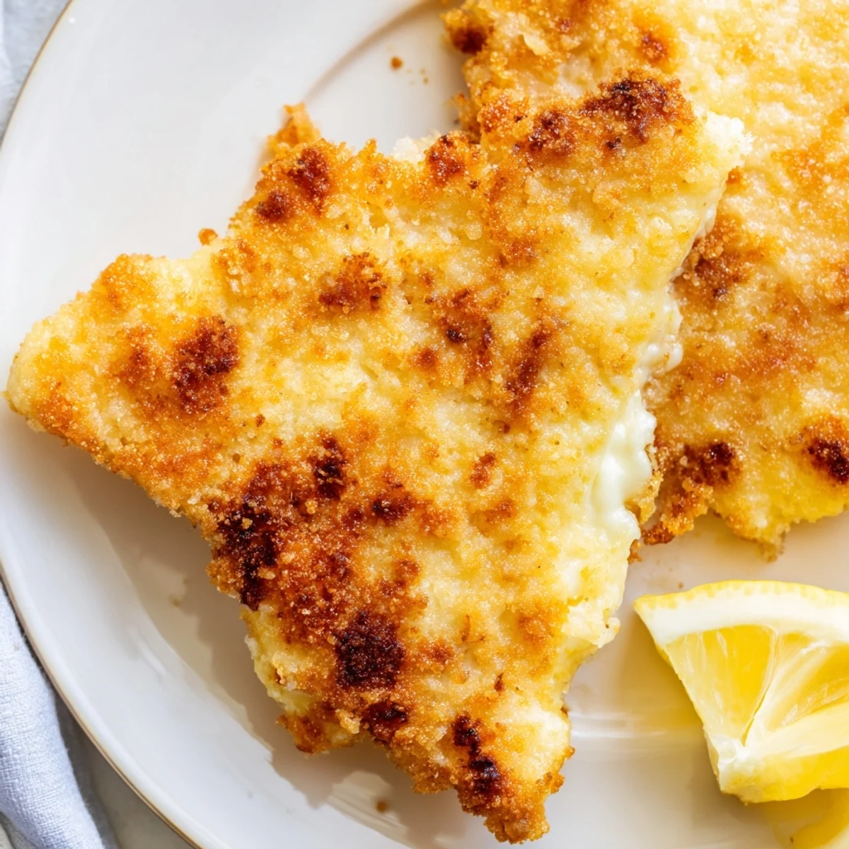 Golden crispy Greek fried cheese sizzling in olive oil with fresh lemon wedges