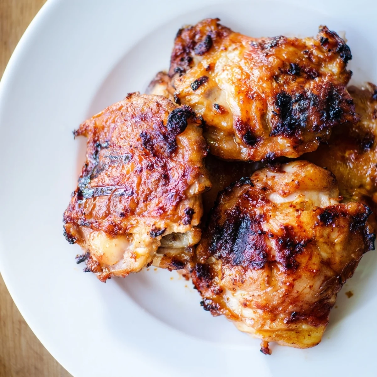 Juicy chicken thighs coated in killer chicken thigh marinade with caramelized herbs and spices