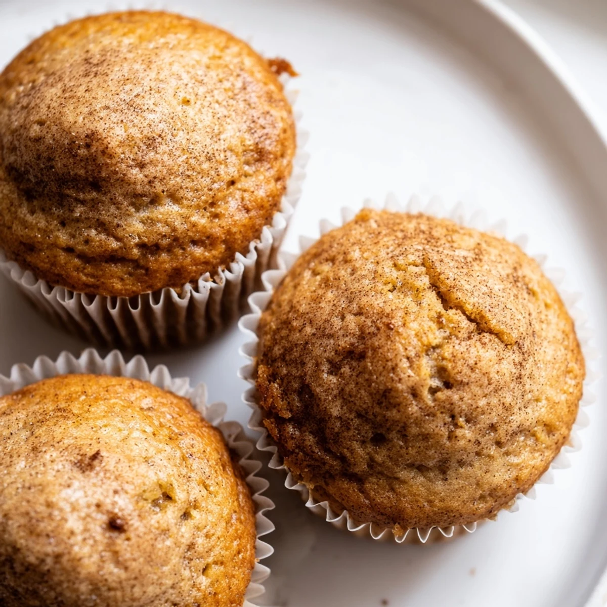 Golden banana muffins with domed tops fresh from the oven on a wire cooling rack.