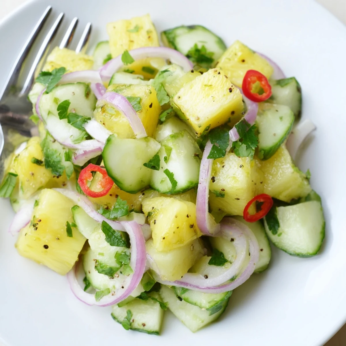 Pineapple Cucumber Salad chilled, refreshing summer side for grilled fish or tacos.