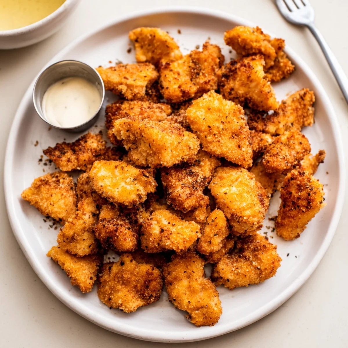 Crispy golden Chicken Bites piled on paper towels, steaming and crunchy.