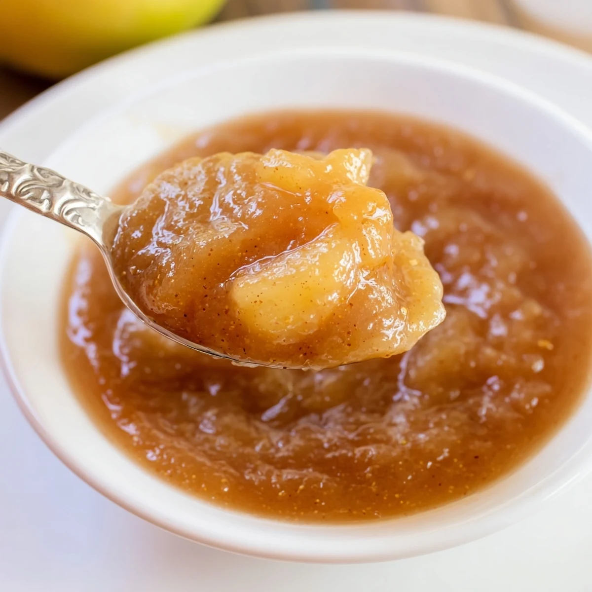 Rustic jar of Fall Caramel Apple Jam cooling after water-bath canning.