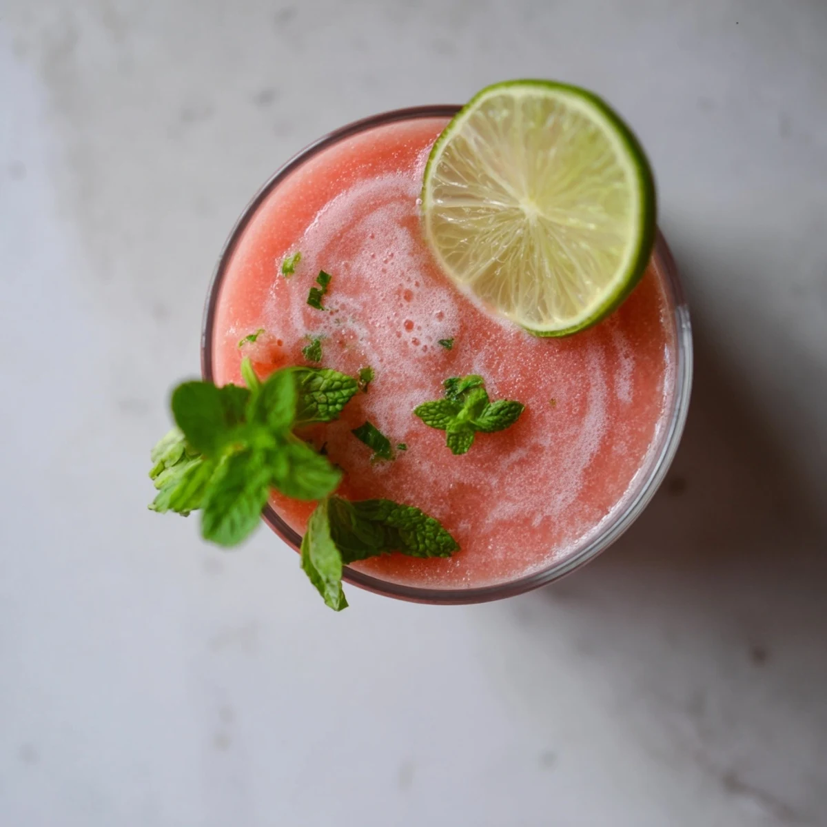 Tropical watermelon slushie blended with creamy coconut milk and zesty lime juice