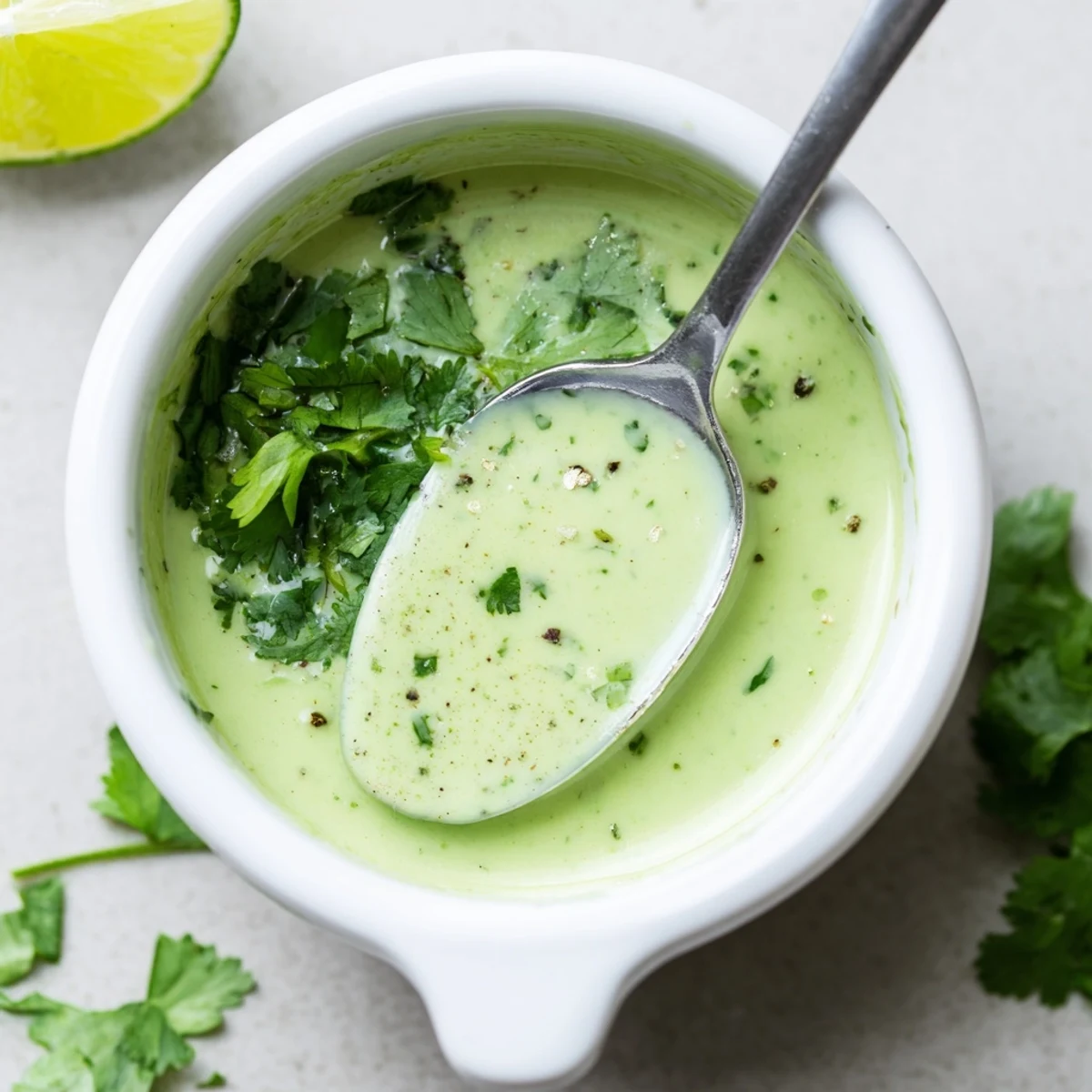 Bright Cilantro Lime Fresh Dressing tossed with mixed greens, zesty garlic bite.