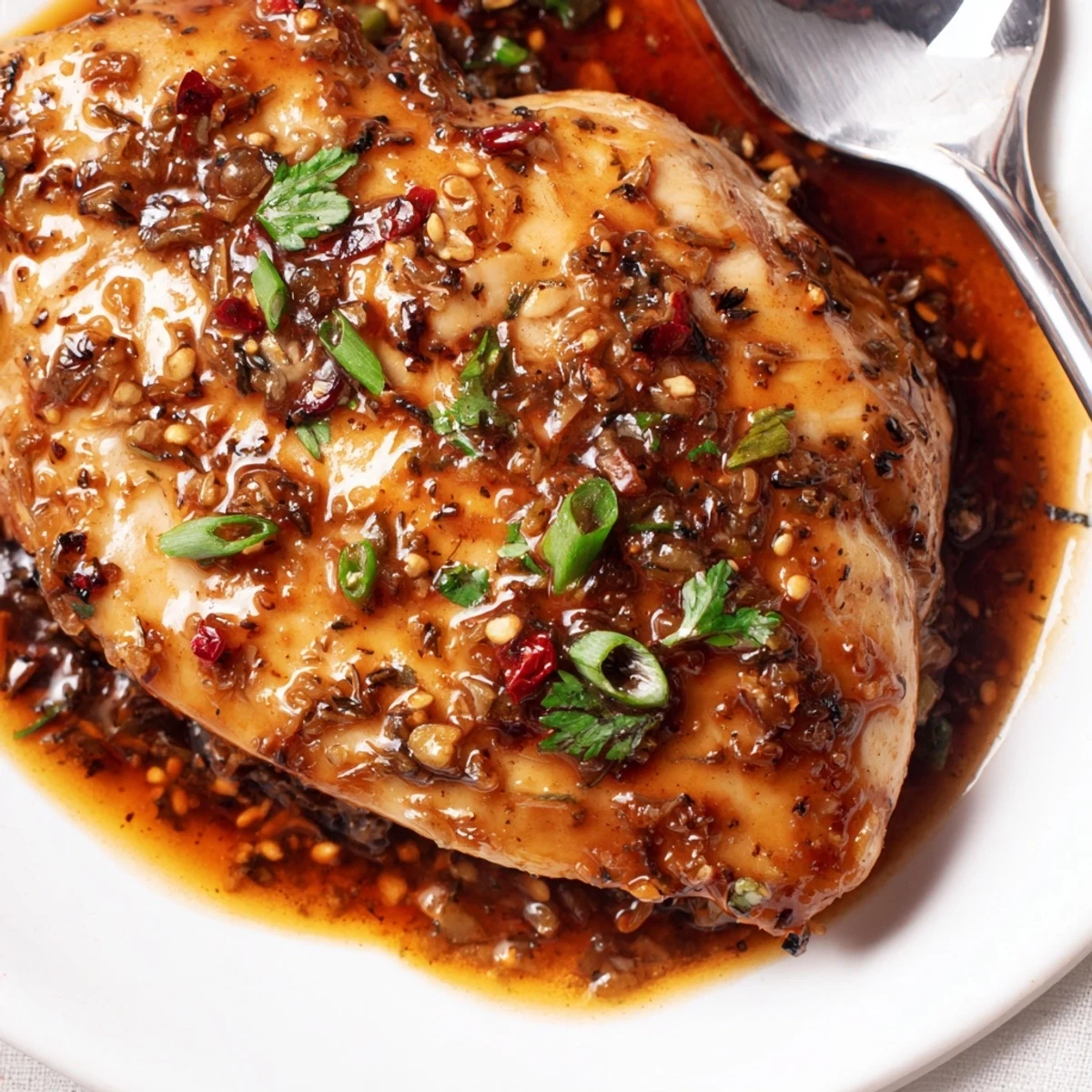 Served hot with roasted vegetables, Slow Cooker Brown Sugar Garlic Chicken