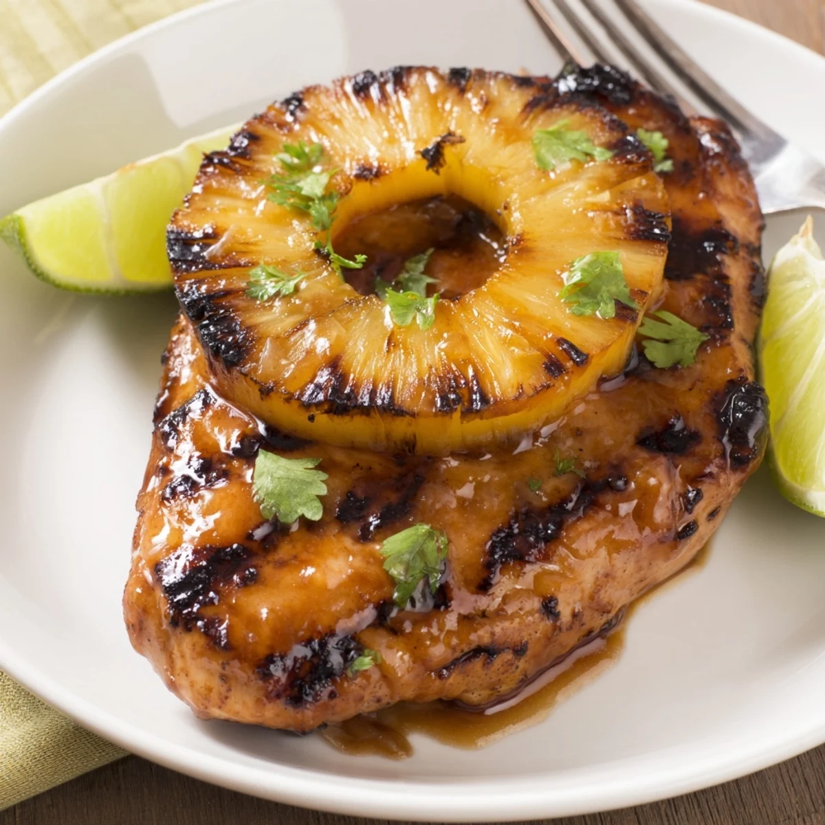Grilled Aloha Chicken Recipe: juicy pineapple-glazed breasts sizzling with charred grill marks